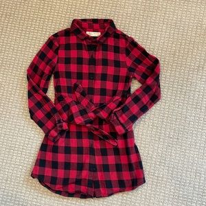 Zara girls checked flannel tunic with tie waist. Size 9/10